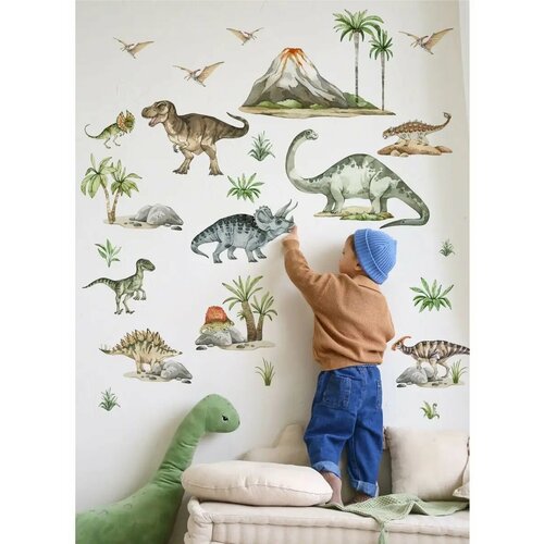 Наклейки на стену детские интерьерные декор динозавры