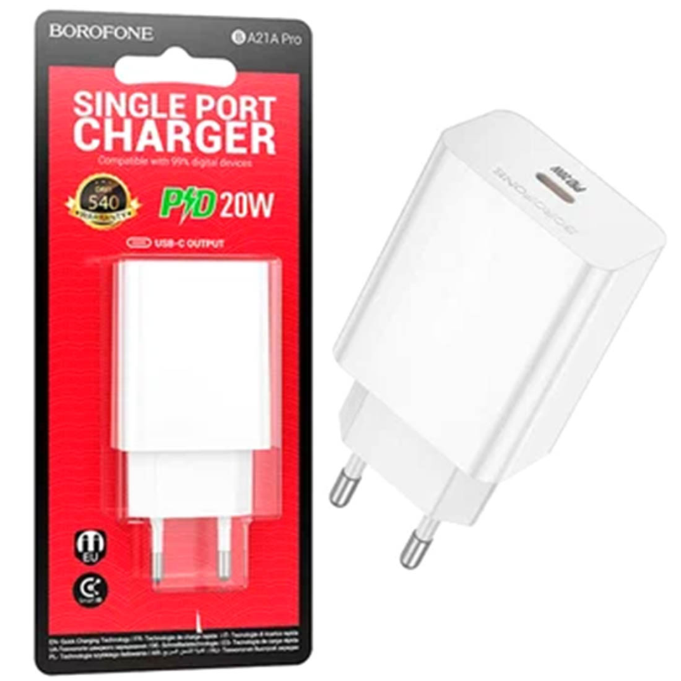 Сетевое зар. устр. Borofone BA21A Pro 1C 20W белое
