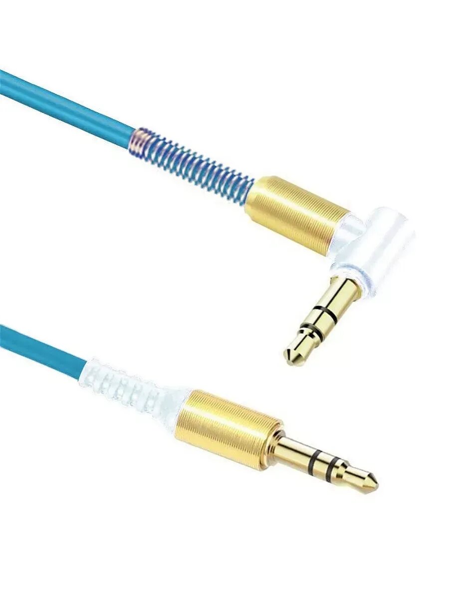 AUX кабель в машину mini jack 35 mm цвет голубой длина 1.2 метра