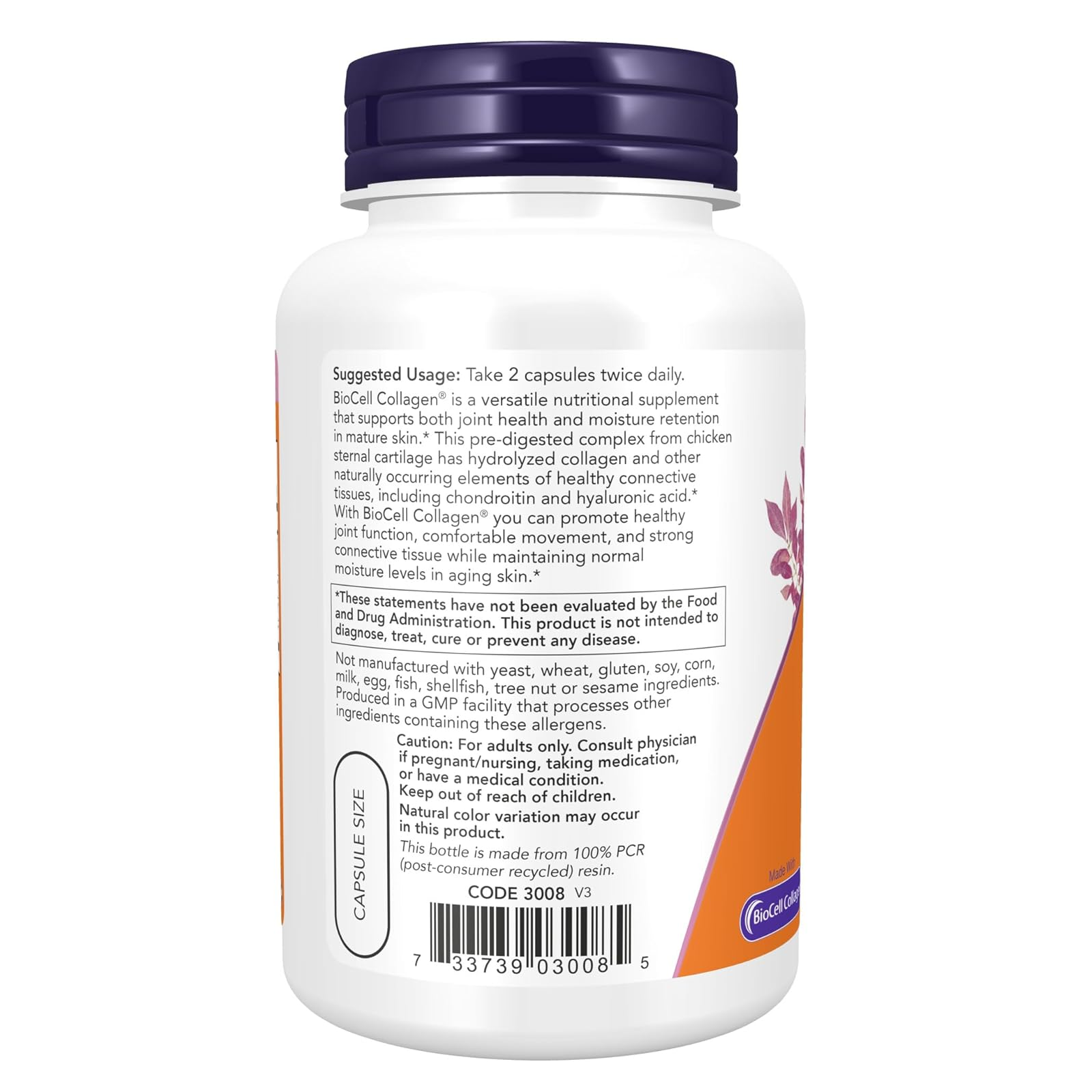 NOW Foods, BioCell Collagen Hydrolyzed Type II, Коллаген второго типа в капсулах, 120 шт. — фото 1