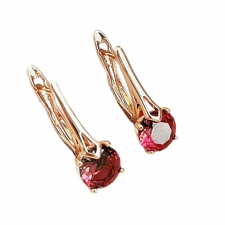 Серьги, искусственный камень, циркон, золотой