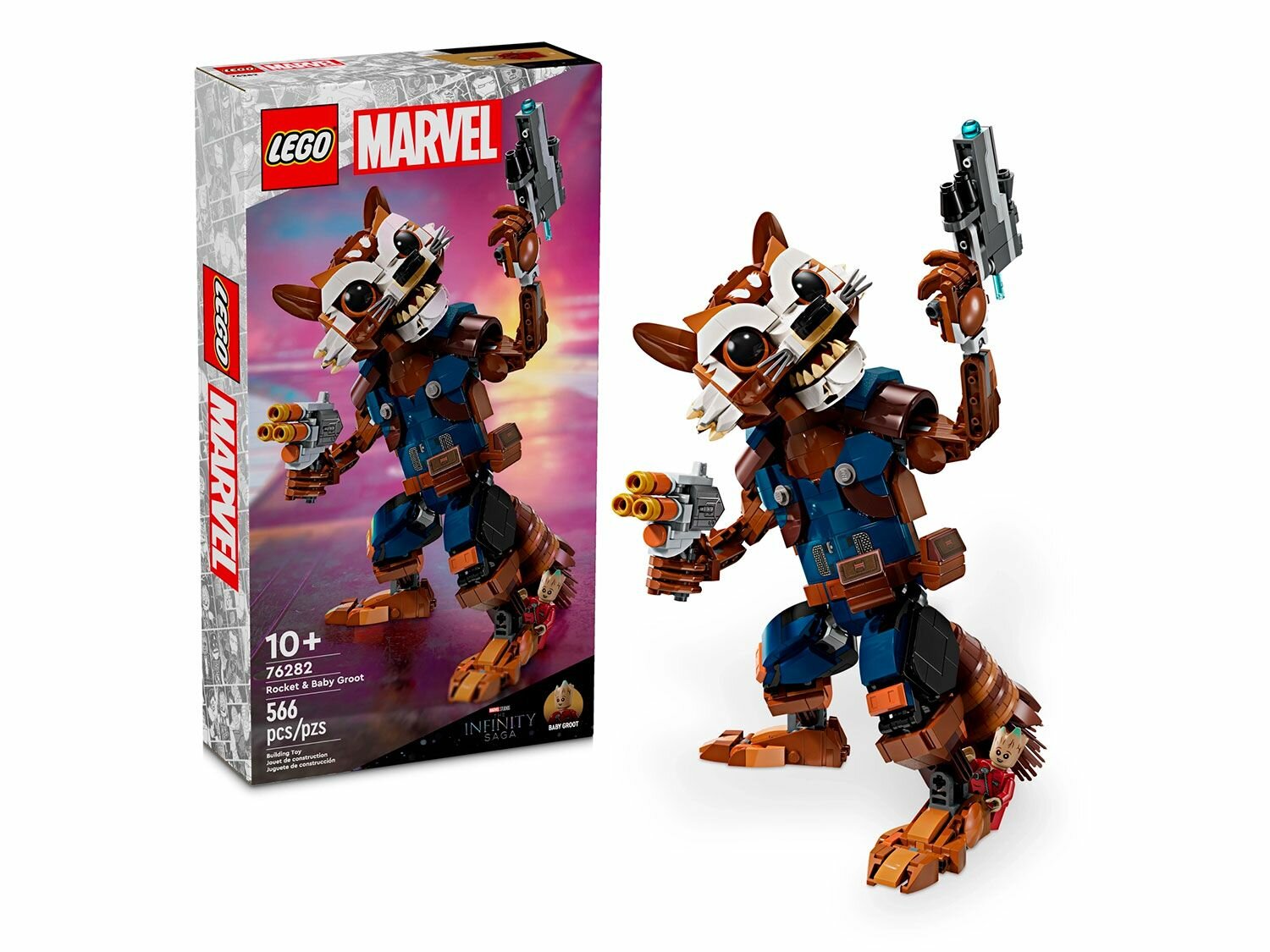 Конструктор LEGO Marvel Super Heroes 76282 Енот Ракета и малыш Грут, 566 дет.