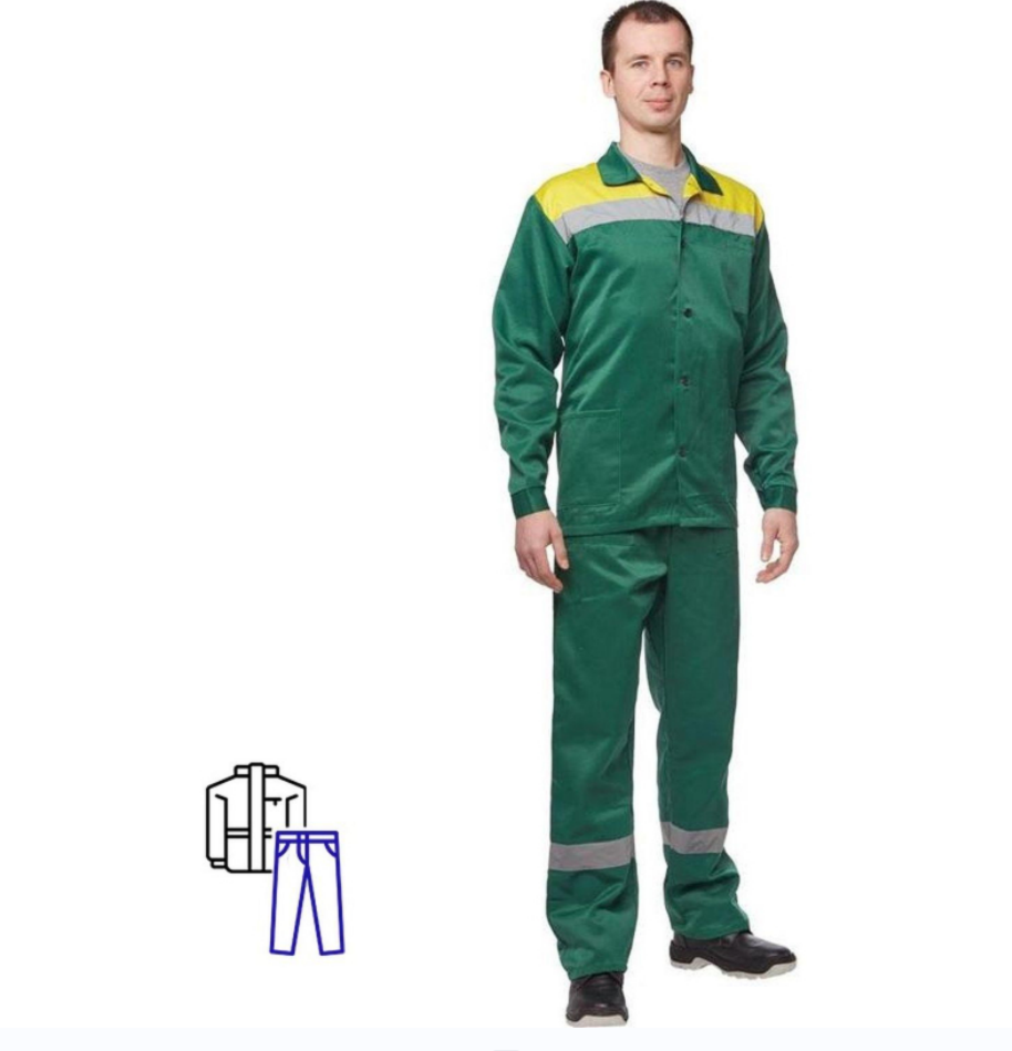 Костюм рабочий летний муж. л16-КБР с СОП зел/желт (р.52-54) 170-176