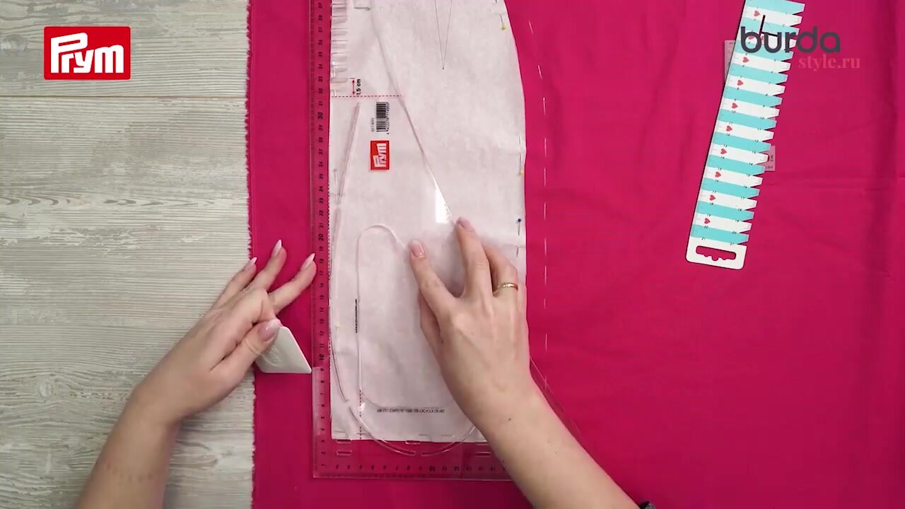 Линейка портновская для разметки припусков, 10*4 см, металлическая, Prym — фото 1