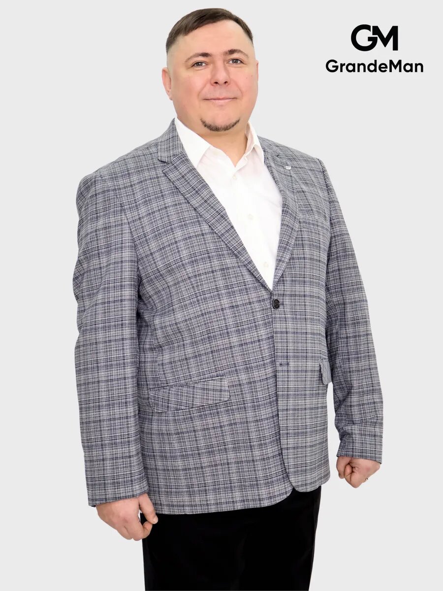 Пиджак GrandeMan PalmiroRossi, размер 66, синий, серый