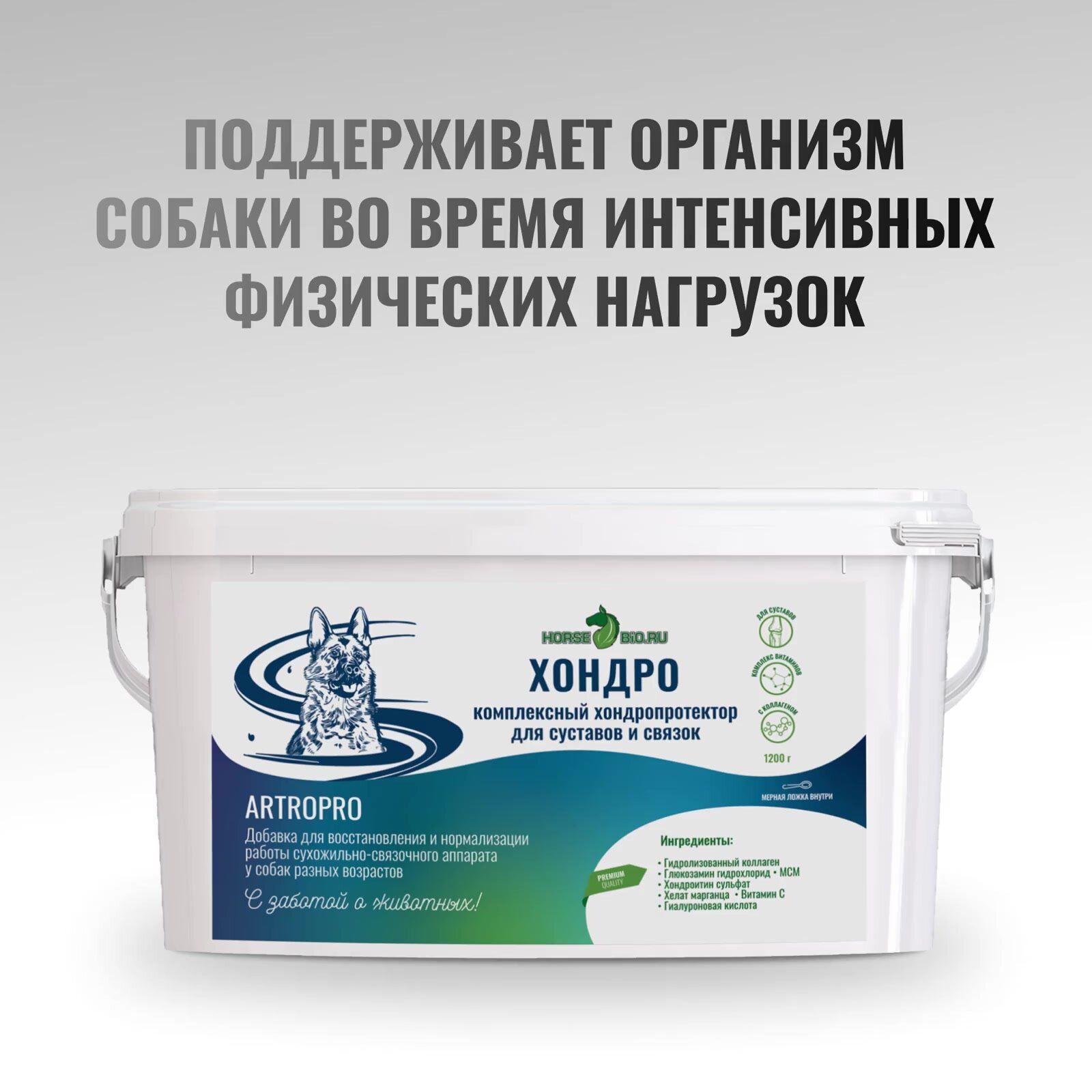 Хондропротектор хондро Horse-Bio ArtroPro для собак крупных пород, 600 г — фото 1