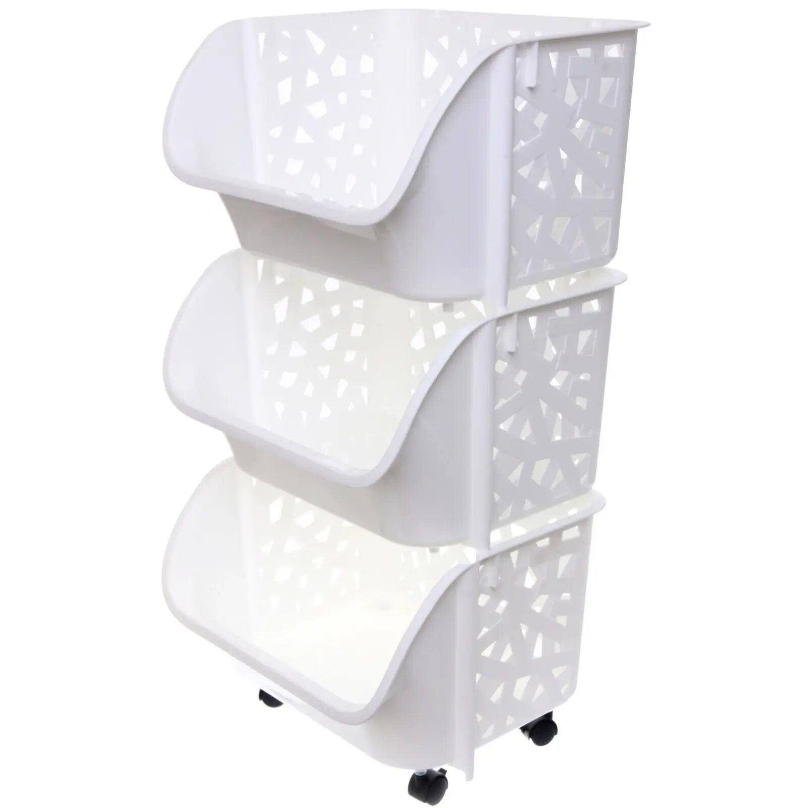 Этажерка напольная 'бискотти' с корзиной 3 секции дымчато-белая 38*32.5*73см