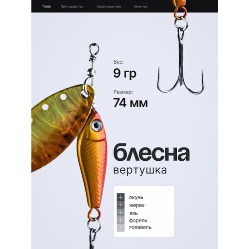 Блесна вертушка Silver Creek на окуня, жереха, язя, головля, форель 9 гр, цвет Holo Akakin