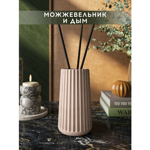 фото Ароматический диффузор, можжевельник и дым, 100мл, в бетонной вазе chloe, розовый матовый musko