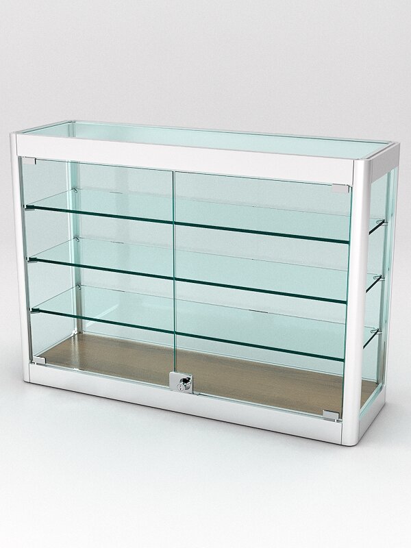 Витрина из профиля настенная "вайб ИКС" №3-3П-С-220 (задняя стенка Cтекло), Орех