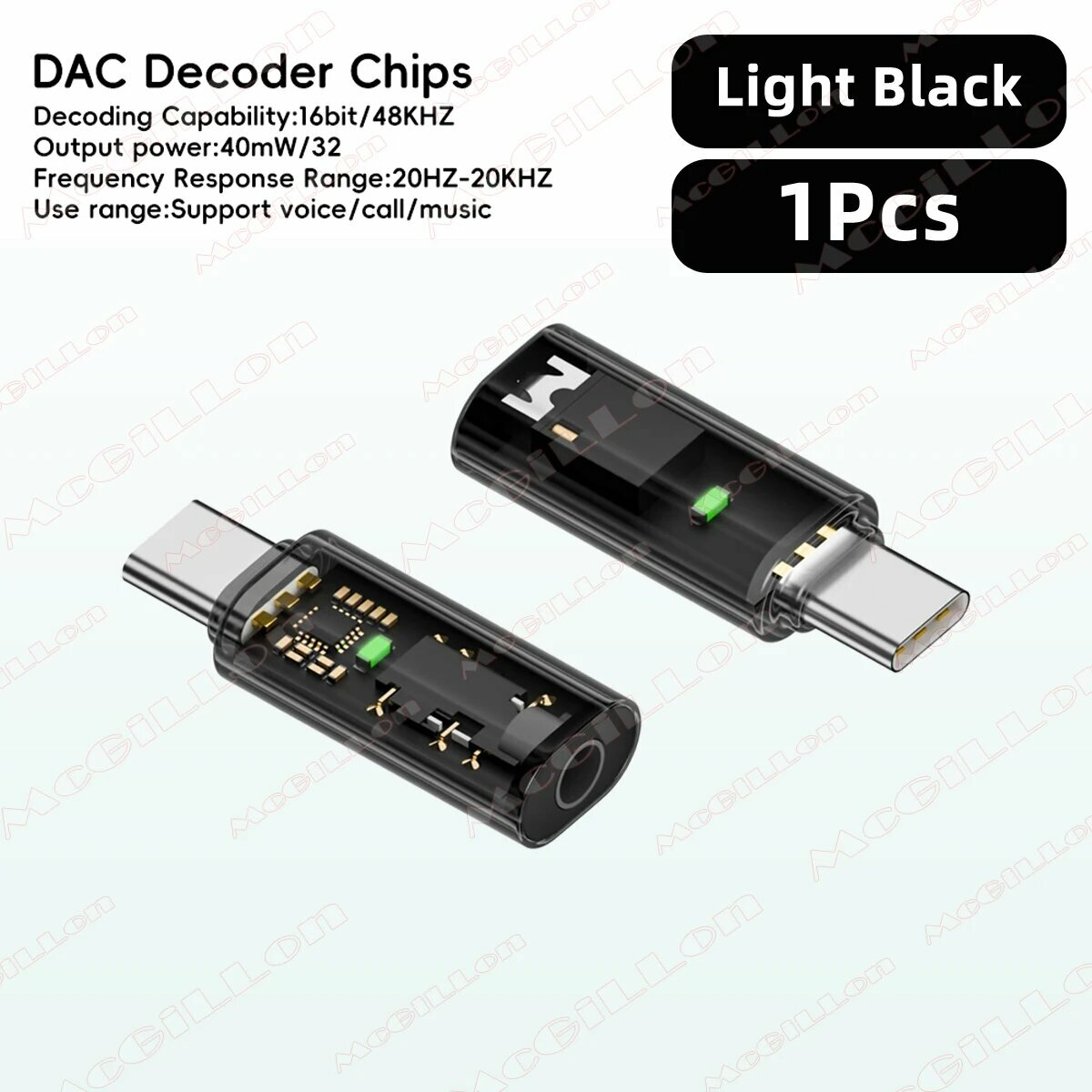 ЦАП USB типа C на 3,5 мм Адаптер для наушников USB C «папа» на разъем 3,5» Аудиоконвертер для iPhone 16, Samsung Поддержка голосового звонка U-диска, 1Pcs Light Black
