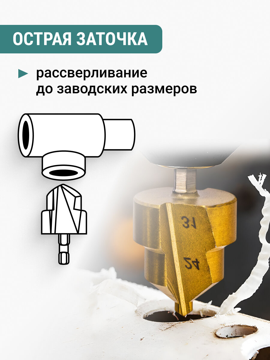 Набор ступенчатых сверл VIRA 15-19/18-24/24-31 мм для полипропиленовых труб PPR шестигранный хвостовик — фото 1