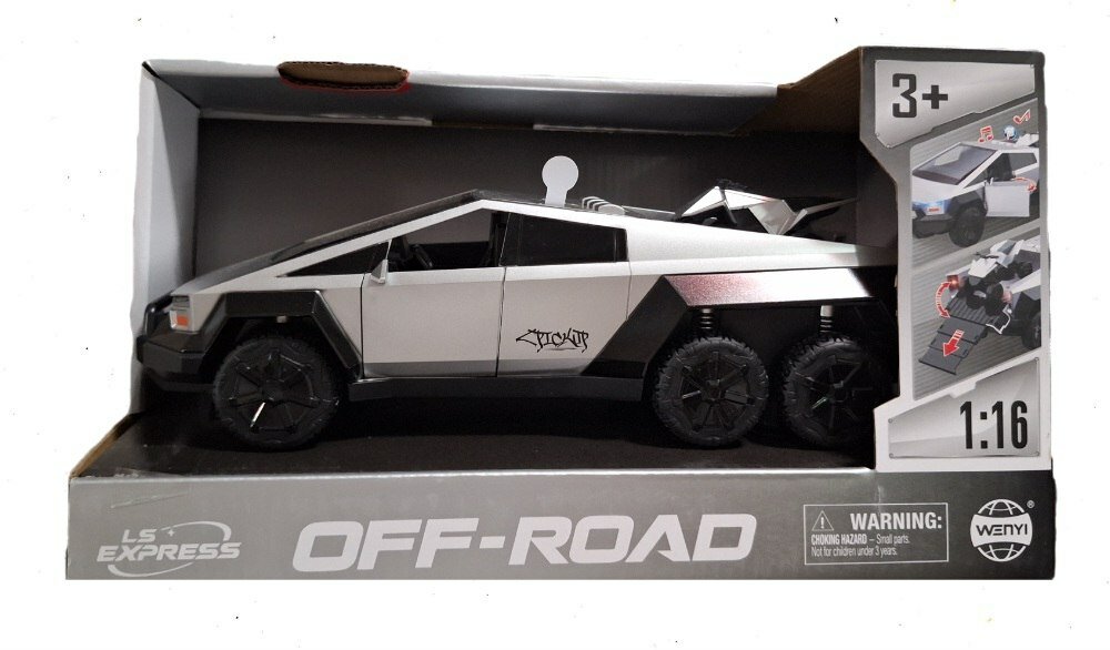 Машинка-игрушка "Tesla Cybertruck", 1:16, открываются дверцы, для детей 3+ лет