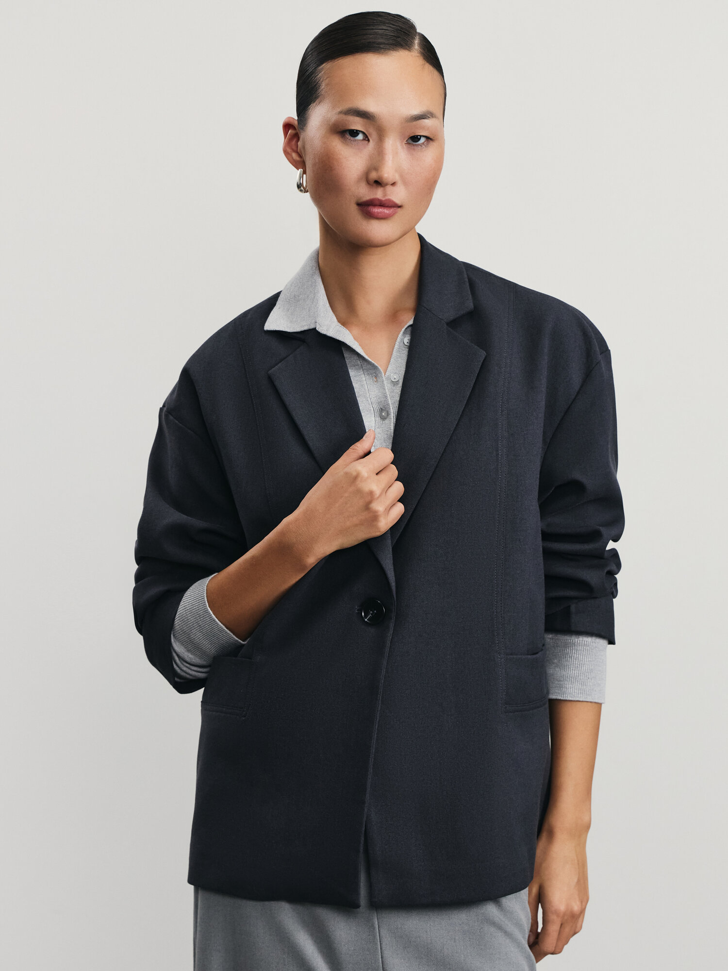 Пиджак Zarina, размер S (RU 44), серый меланж