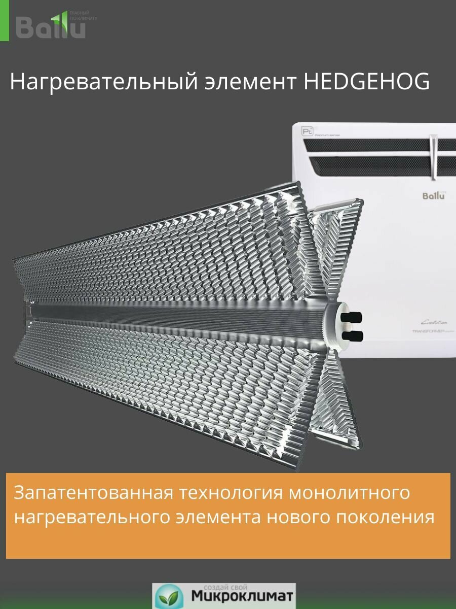 Отопительные Модули Обогреватель для дома с инверторным блоком и Wi-fi Evolution Transformer BEC/EVU-2500-4I, настенный электрический конвектор мощностью 2500Вт