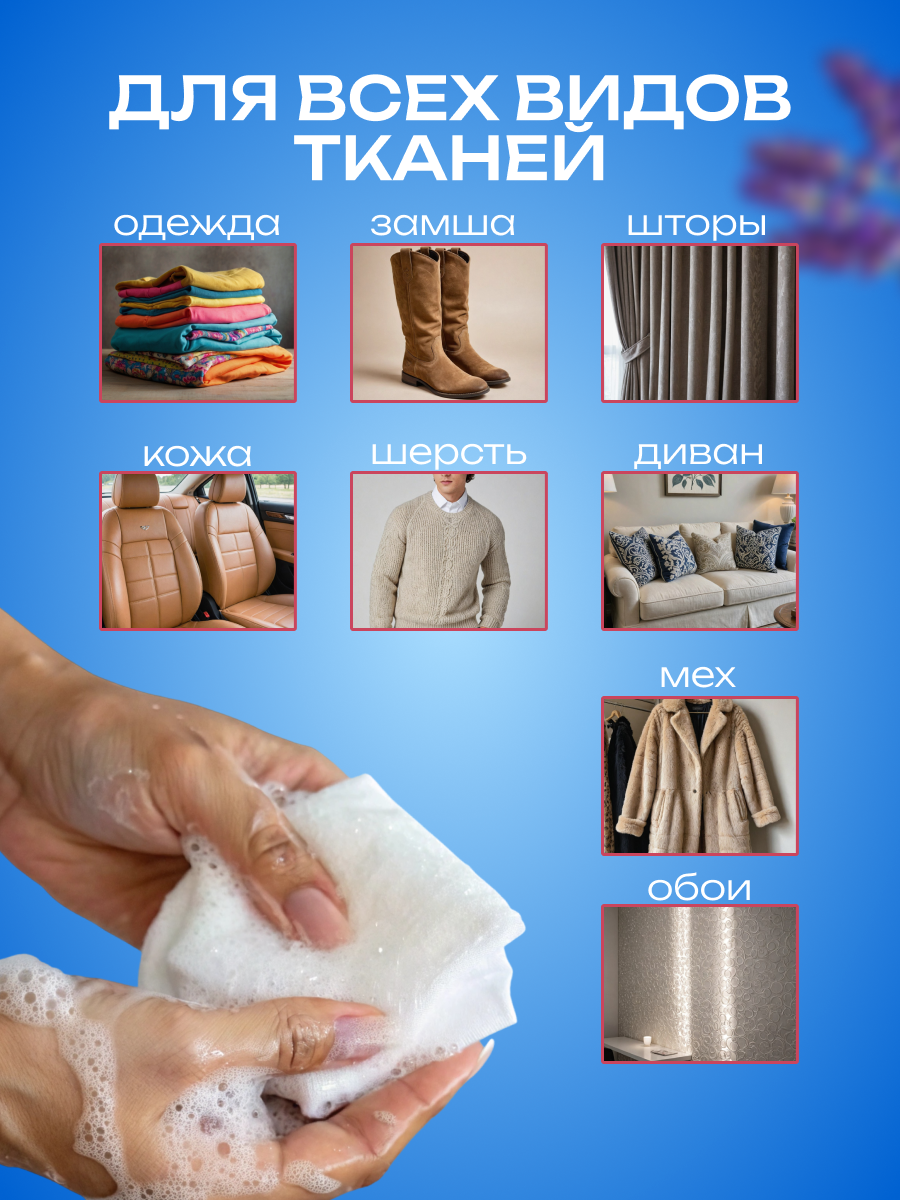 Салфетки для одежды влажные, пятновыводящие, для всех видов тканей, 20 штук — фото 1