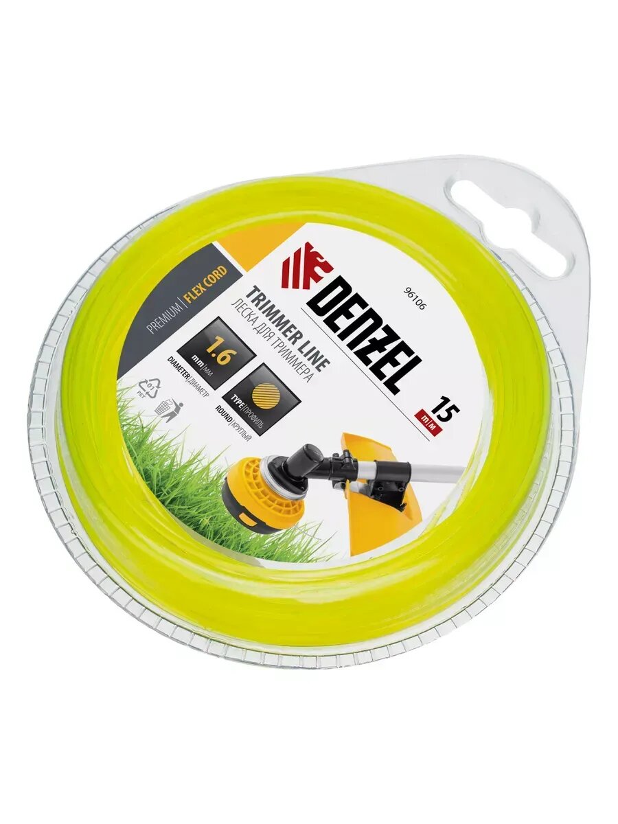 Леска для триммера 1.6мм х 15м, круг, полиамид — фото 1