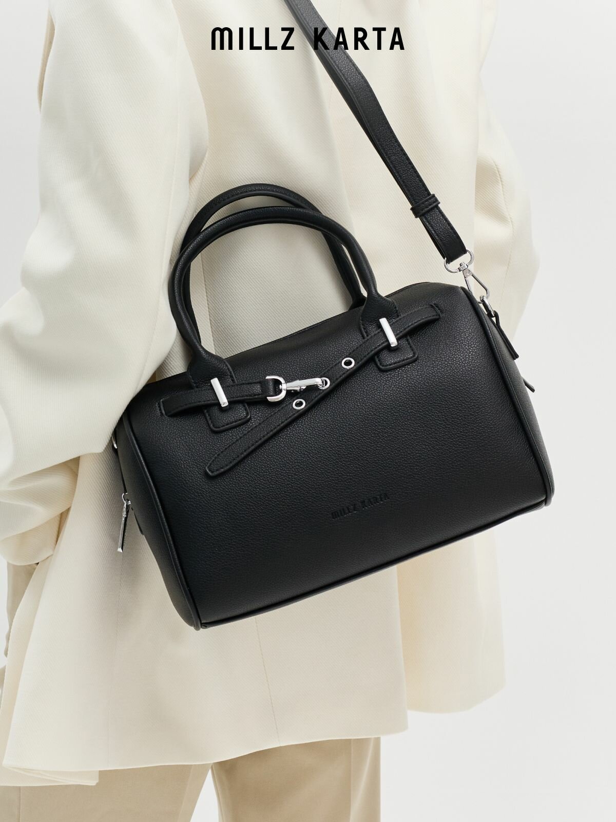 Сумка кросс-боди MILLZ KARTA, фактура зернистая, черный