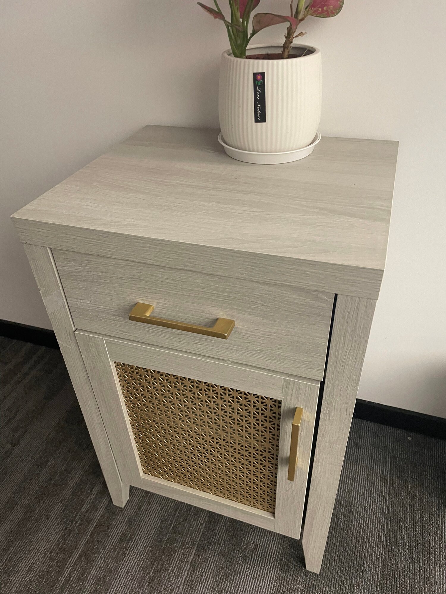 Тумба прикроватная с ящиками напольная узкая , SICOTAS. белый дуб — фото 1