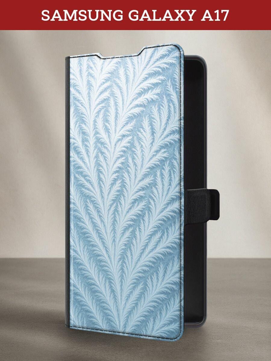 Чехол-книжка на Samsung Galaxy A17 / Самсунг А17 с рисунком Красивый морозный узор, черный