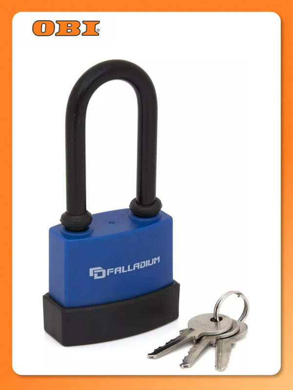 Навесной замок Palladium 907WP-50L, водонепроницаемый, 3 ключа, синий/черный