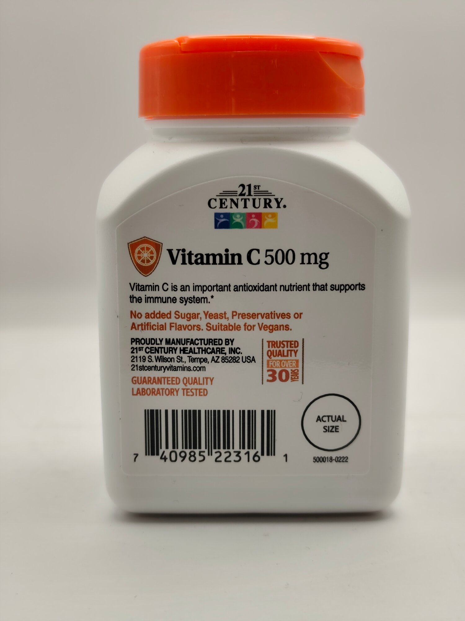 21st Century, витамин C, 500 мг, 110 таблеток, укрепляет иммунитет — фото 1