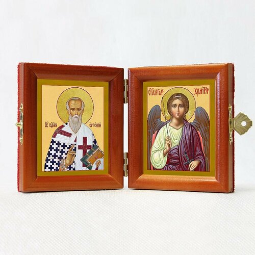 Складень именной Священномученик Евгений Херсонесский - Ангел Хранитель, из двух икон 8*9,5 см