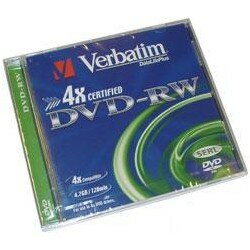 Verbatim Диски DVD+RW 4-x, 4.7 Gb, Jewel Case 5 шт 43229 43228