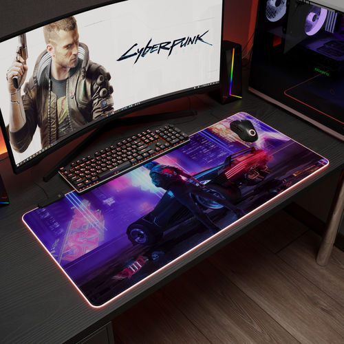 Изображение товара Игровой коврик для мыши Cyberpunk с RGB подсветкой