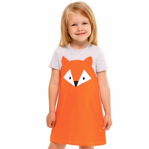 Платье Апрель, размер 60-116, оранжевый, серый футболка апрель размер 60 116 белый оранжевый