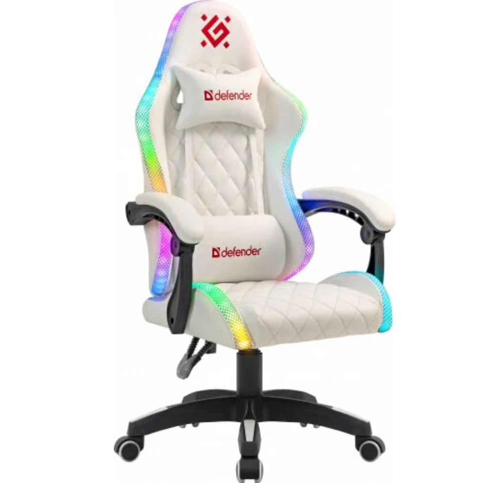 Кресло игровое DEFENDER Energy Белый, RGB, класс 4, PU