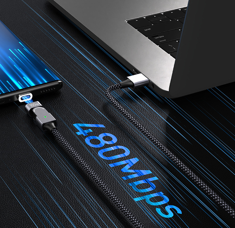 Магнитный поворотный кабель PALMEXX USB-C to USB-C, PD 100W, длина 2м — фото 1