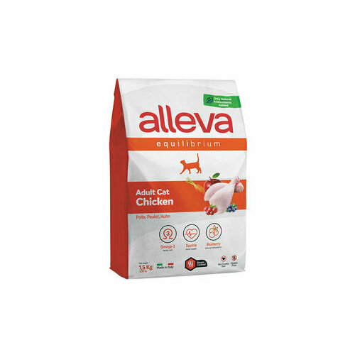 ALLEVA EQUILIBRIUM CAT для кошек Adult Chicken / взрослых с курицей 1,5 кг 1110 новинка, (2 шт)