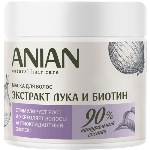 ANIAN Питательная маска с экстрактом лука и биотином для укрепления и стимулирования роста волос 350 мл