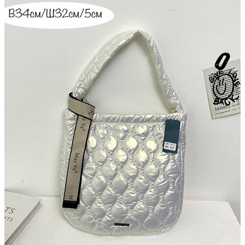 фото Сумка шоппер may va, фактура стеганая, белый