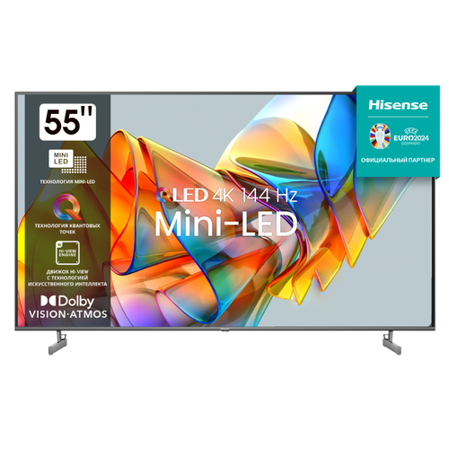 Hisense Телевизор 55 Hisense 55U6KQ, MiniLED ULED, 4K Ultra HD 3840x2160, Smart TV, черный 55 телевизор grundig 55 ghu 7930 4k ultra hd серебристый смарт тв google tv bd1t00