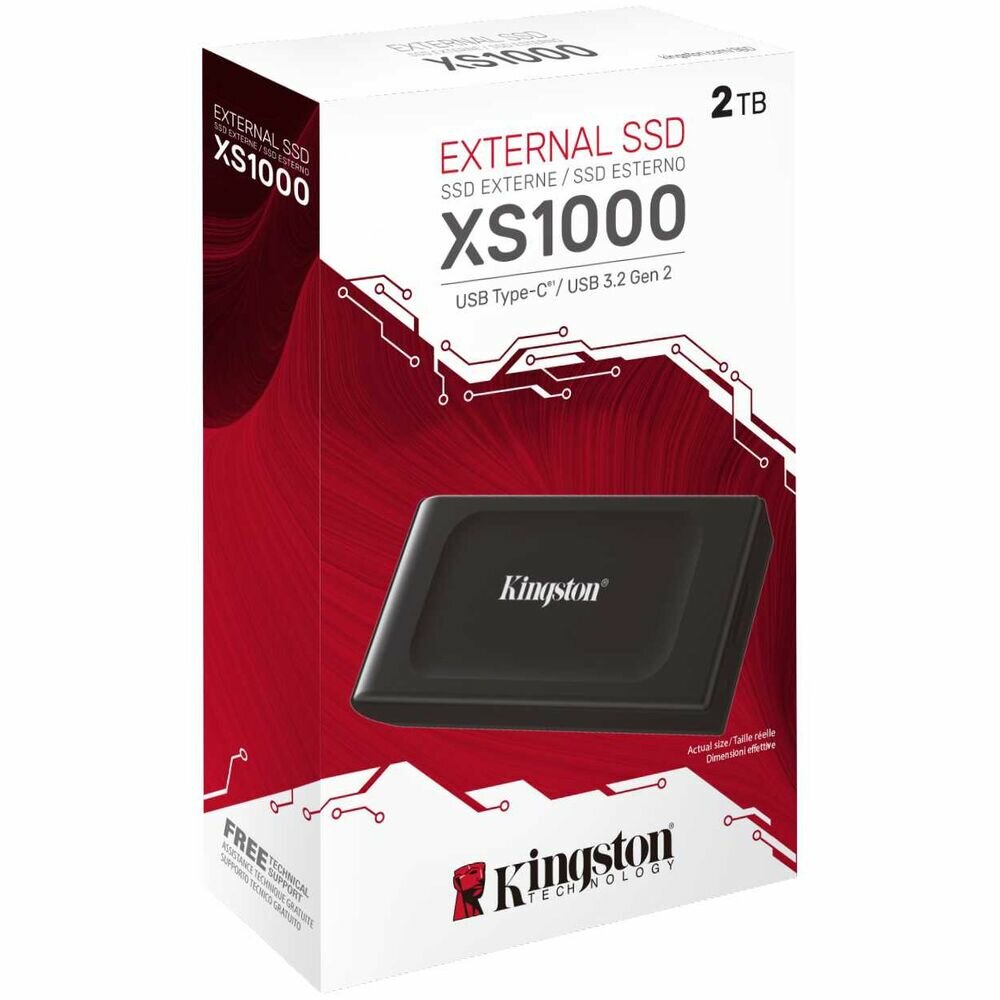 Внешний SSD диск 1.8 2 Tb USB Type-C Kingston XS1000 черный SXS1000/2000G