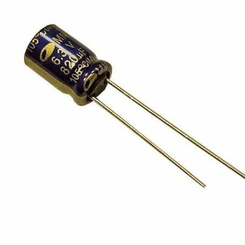 820 мкФ, 6.3В, 8х12мм, Конденсатор электролитический алюминиевый, низкий ЭПС