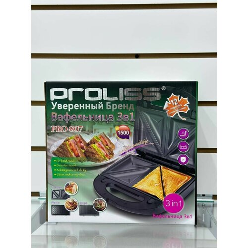 Мультипекарь вафельница Proliss PRO-807 серебристый черный 3090₽