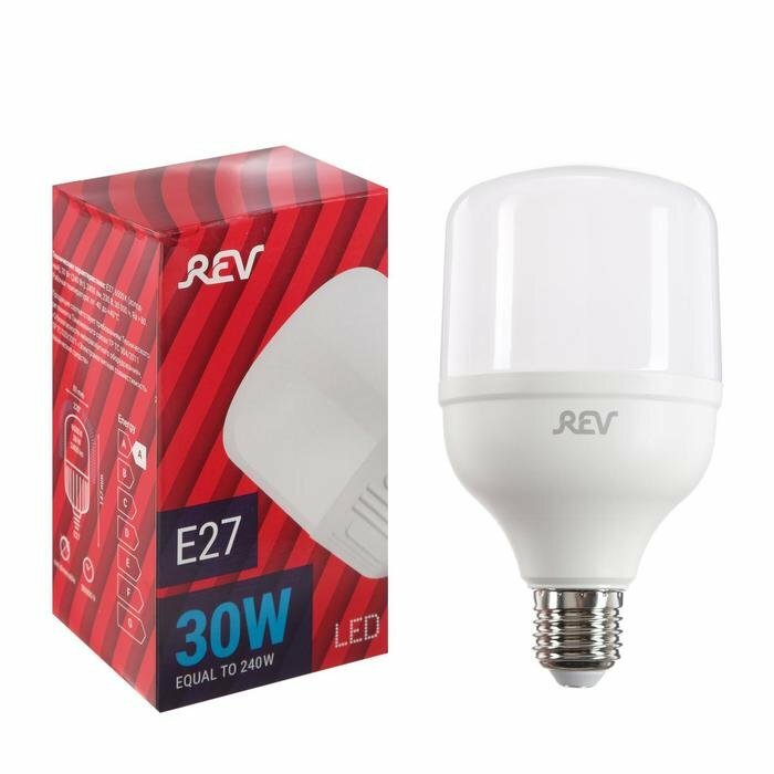 Лампа светодиодная REV PowerMax, T100, E27, 30 Вт, 6500 K, холодный свет (комплект из 3 шт)
