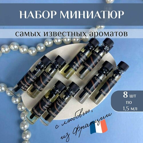 фото Набор №10 из 8 миниатюрных флаконов легендарных ароматов по 1,5 мл. топ духи, парфюм, женские, мужские aromako