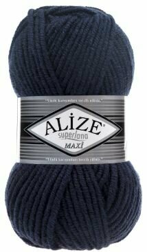Пряжа ALIZE Superlana maxi Ализе Суперлана Полушерсть: 58 (темно-синий) / 5 шт / 100 м / 100 г / 25% шерсть , 75% акрил — фото 1