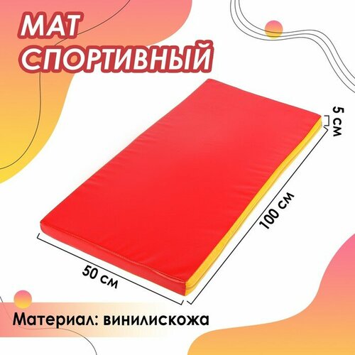Мат Sima-land 100х50х5 см, винилискожа, цвет красный, желтый (3309589) спортивный мат 100x50x5 см сима ленд 3309589 красный желтый