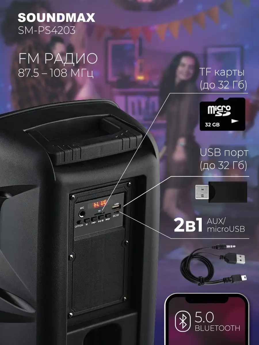 Музыкальная система Soundmax SM-PS4203 с Fire-подсветкой - фото №18