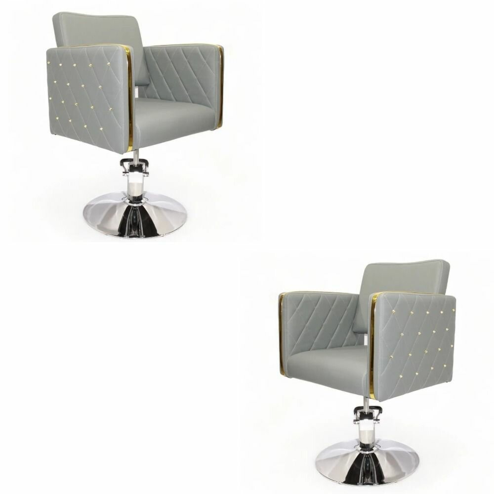 Парикмахерское кресло "Голдиум II", Серый, Гидравлика диск, 2 кресла