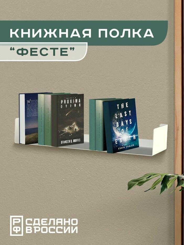 Книжная настенная полка "Фесте" металлическая лофт