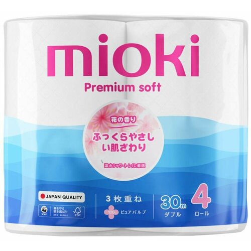 Туалетная бумага Mioki гладкая 4 рулона 1шт