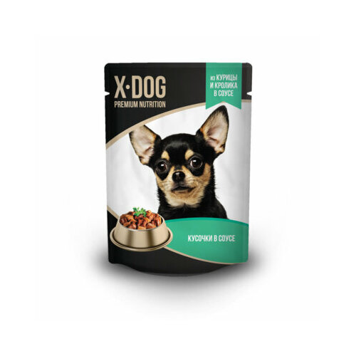 X-DOG Консервы для собак X-DOG курица и кролик в соусе 4607166428165 0,085 кг 44935 (10 шт)