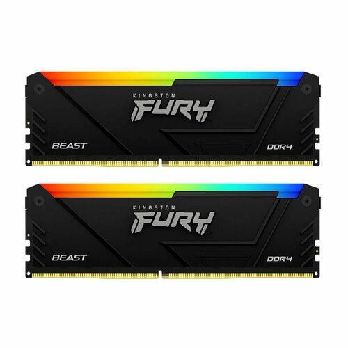 Модуль памяти Kingston 16GB DDR4 3200MHz DIMM FURY Beast Black RGB XMP модуль памяти kingston 16gb ddr4 3733mhz dimm fury beast black rgb xmp