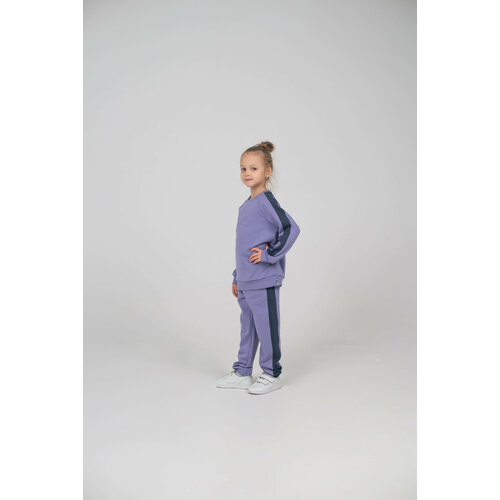 фото Комплект одежды любимыши, свитшот и брюки, спортивный стиль, размер 122-128, синий, фиолетовый